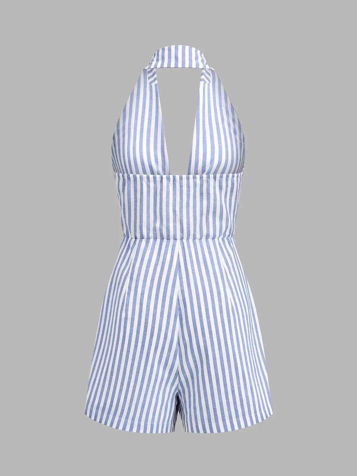 Halter Tie Front Striped Romper sold by COMMENSE product image thumbnail 3