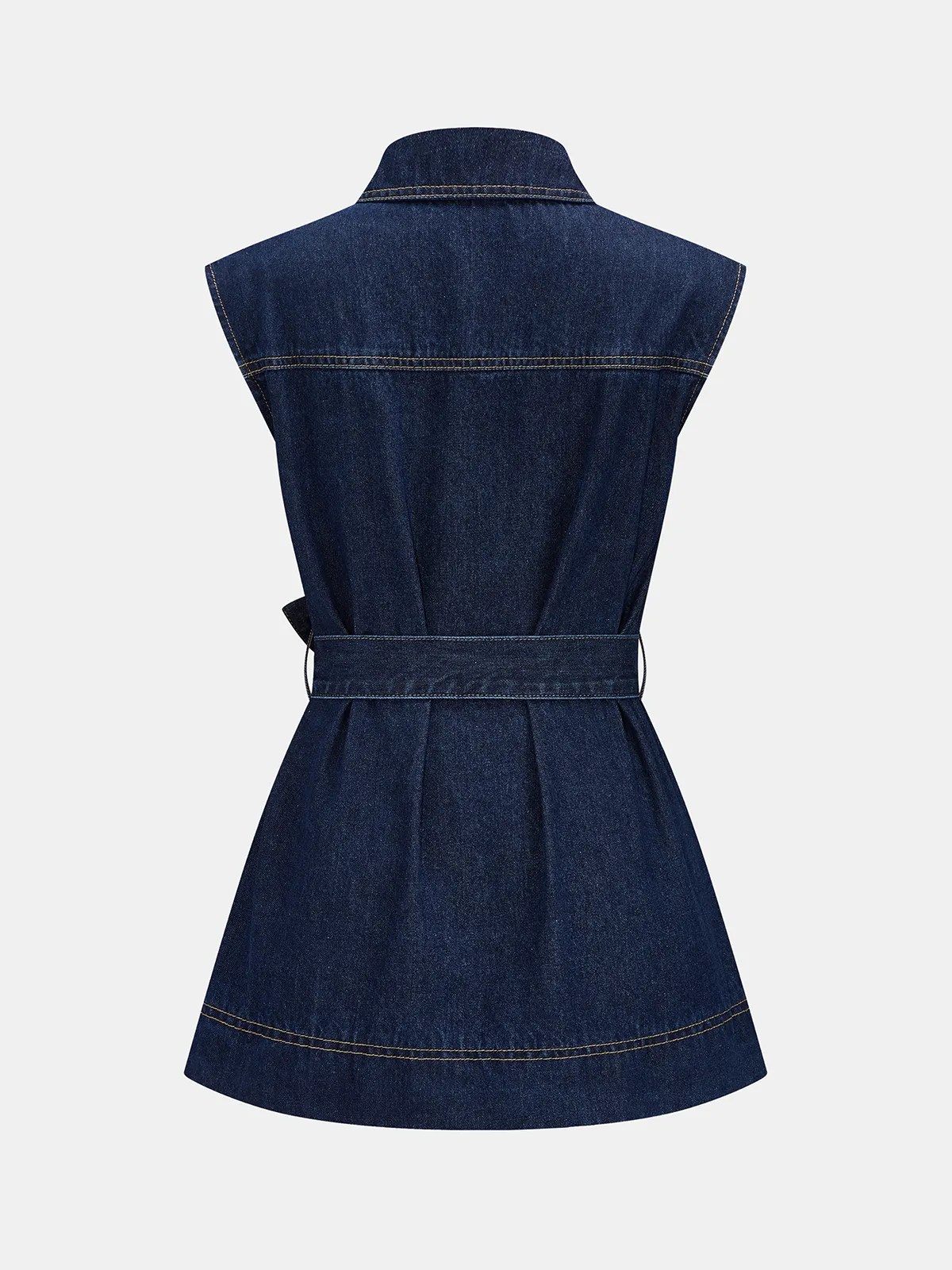 Sleeveless Belted Denim Shirt & Shorts Set sold by COMMENSE product image thumbnail 4