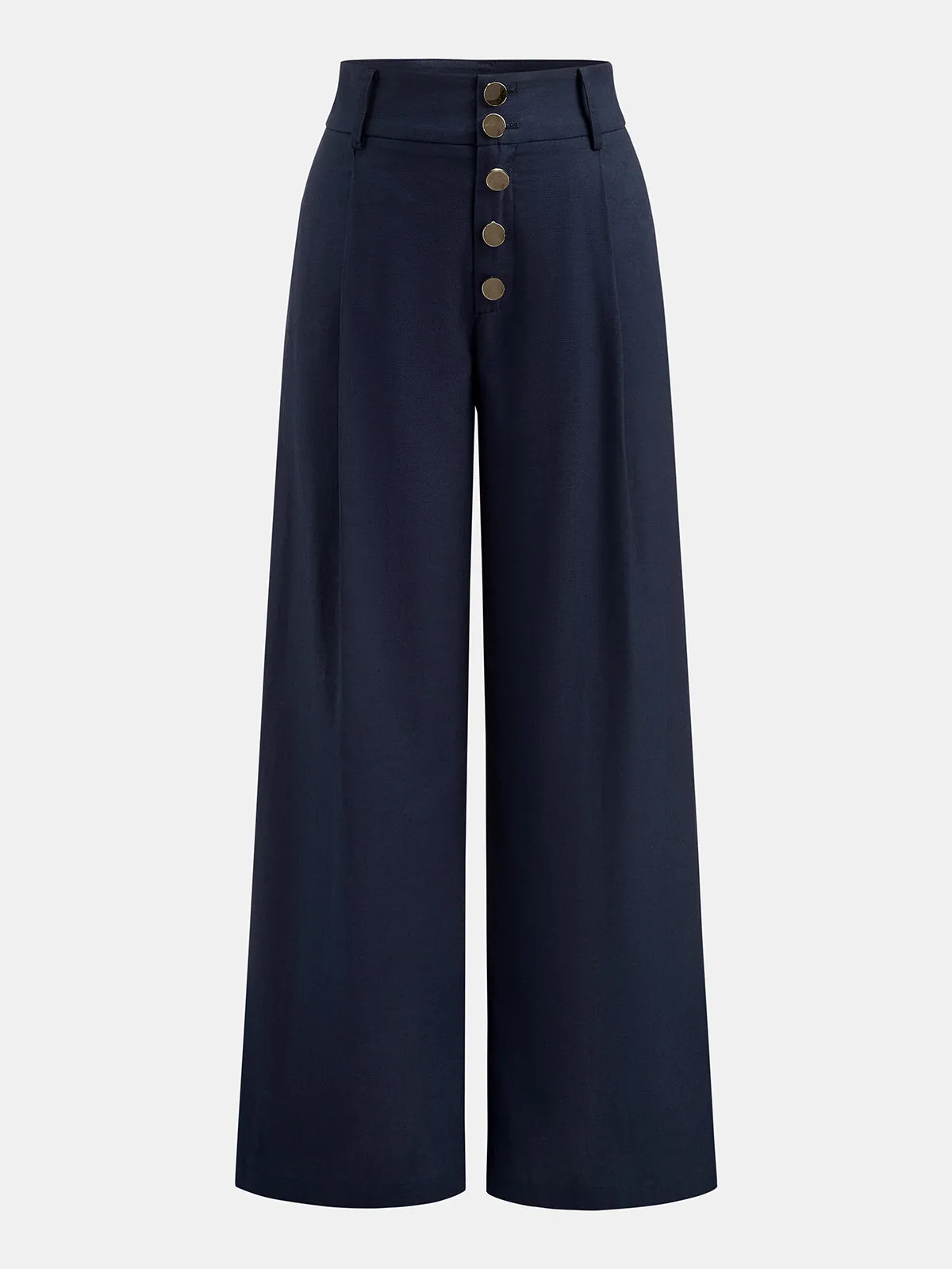 Ring Detail Peplum Cotton Linen Top & Pants Set sold by COMMENSE product image thumbnail 3