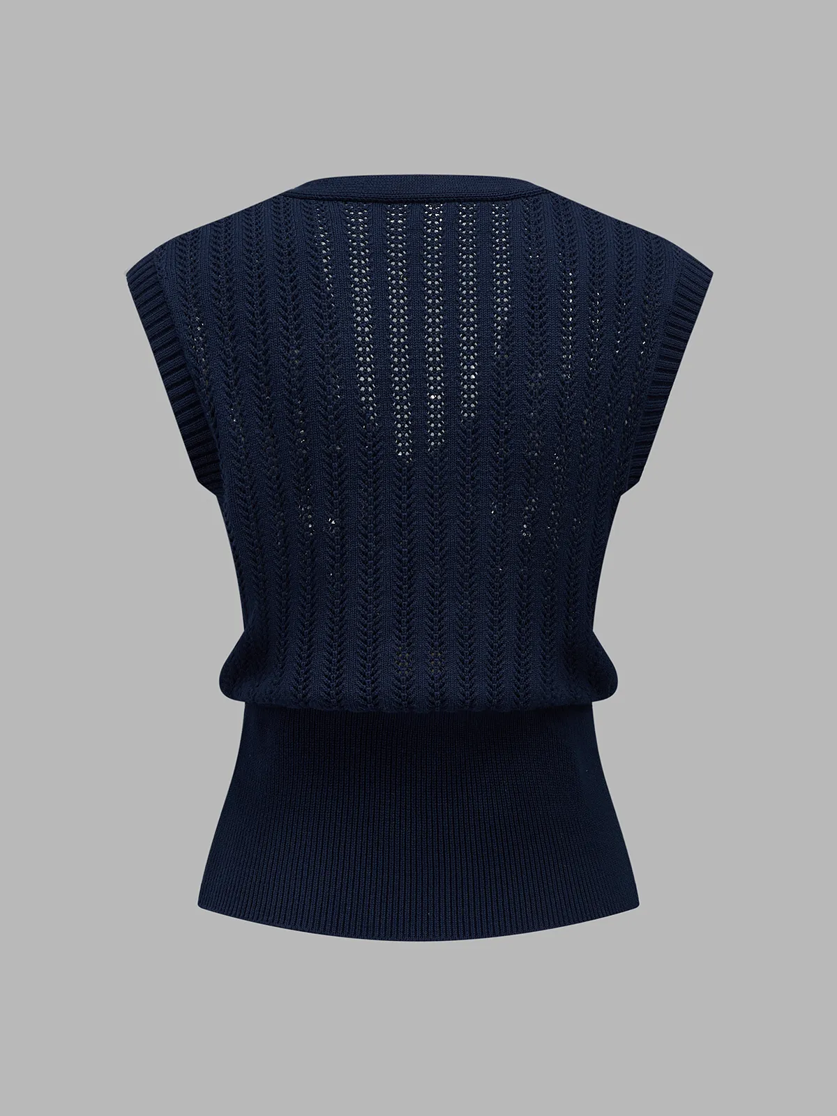 Embroidered Openwork Buttoned Knit Vest sold by COMMENSE product image thumbnail 2