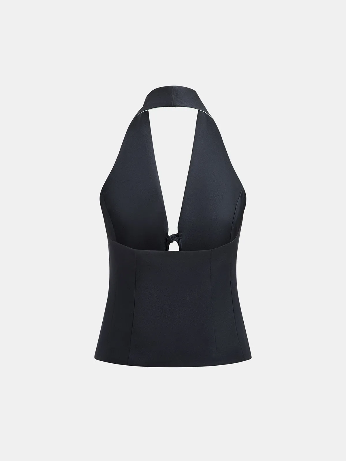Lapel Halter Tie Front Vest sold by COMMENSE product image thumbnail 2