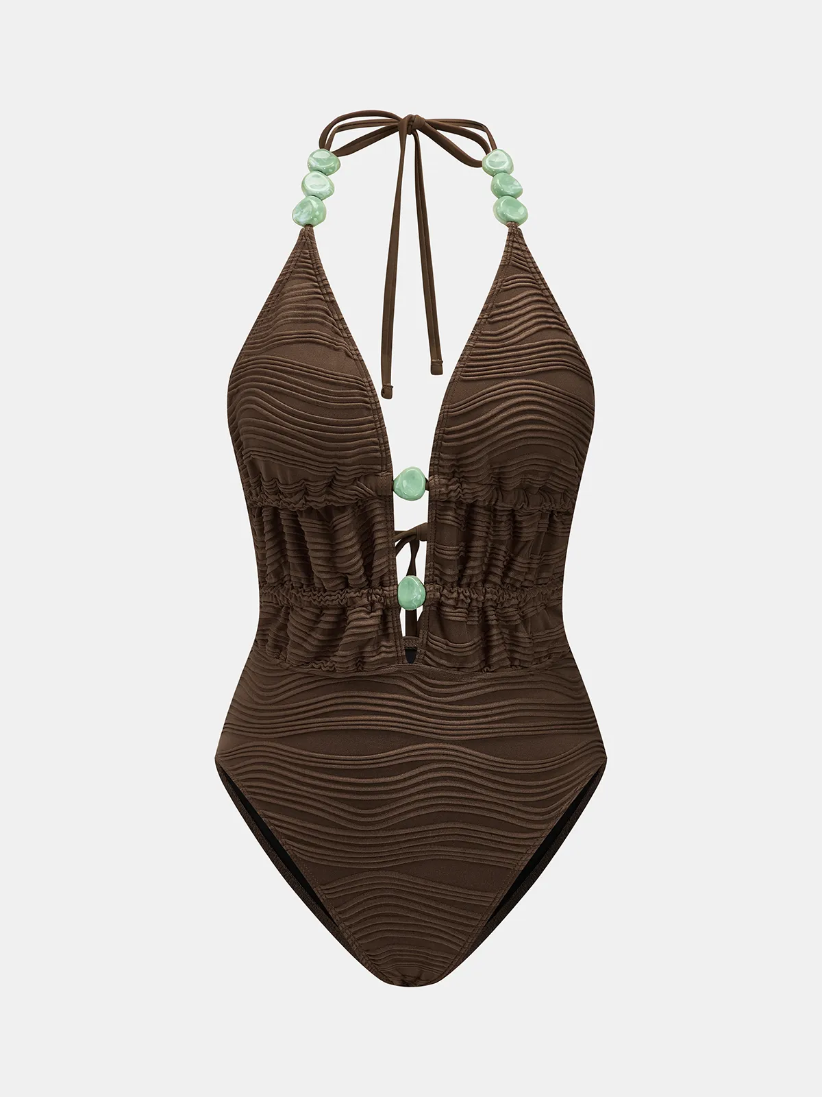 Beaded Textured One Piece Swimsuit & Sarong Set sold by COMMENSE product image thumbnail 3