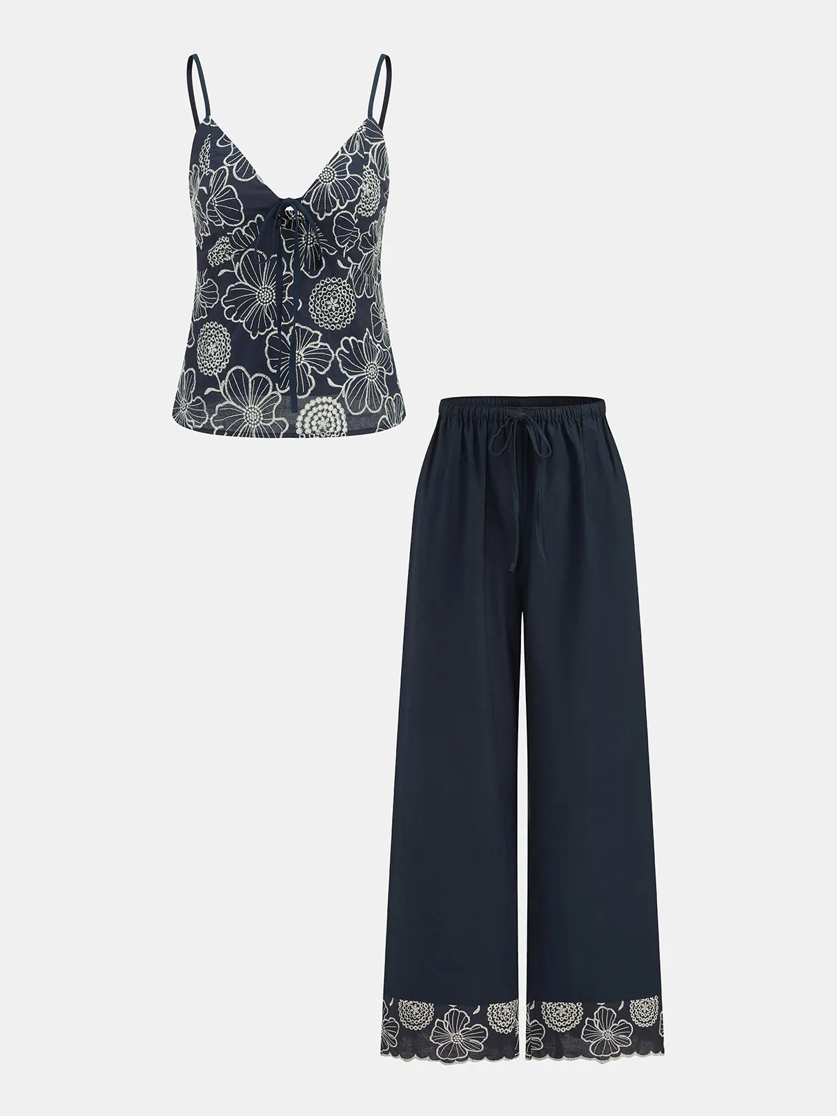 Floral Embroidery Cami Top & Pant Set sold by COMMENSE product image thumbnail 2