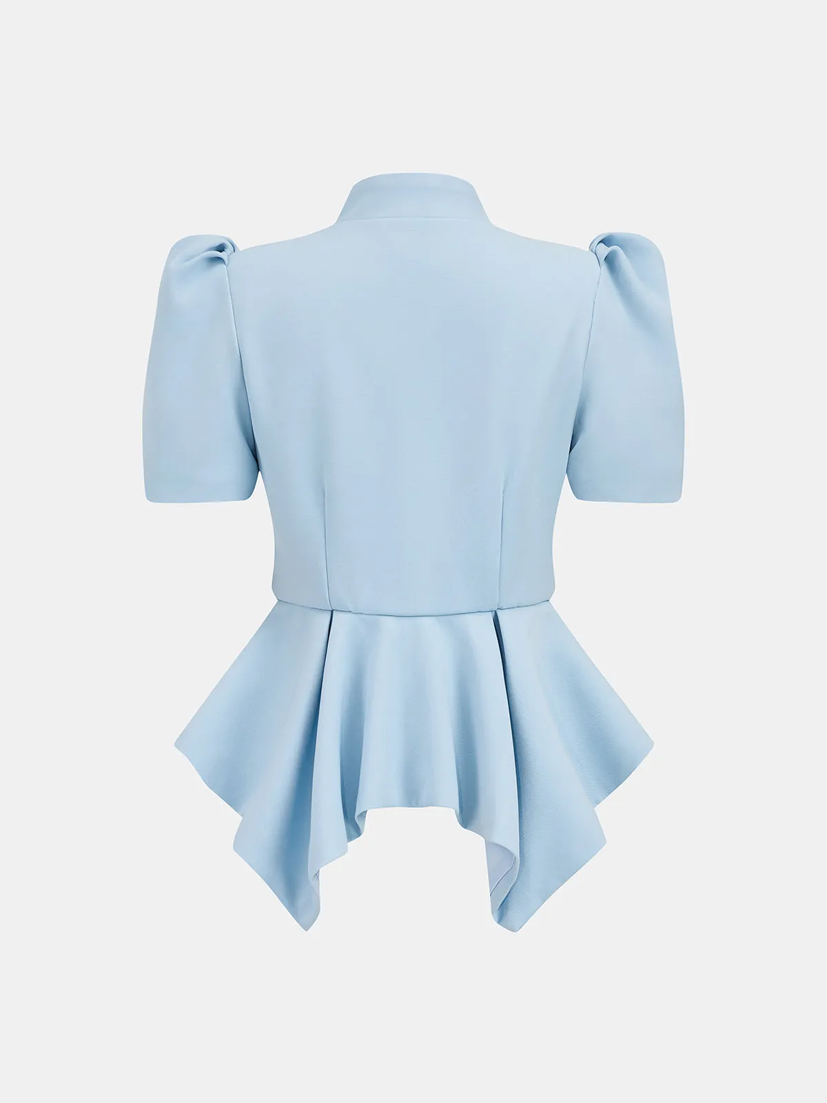 Keyhole Neck Puff Sleeve Peplum Blouse sold by COMMENSE product image thumbnail 2