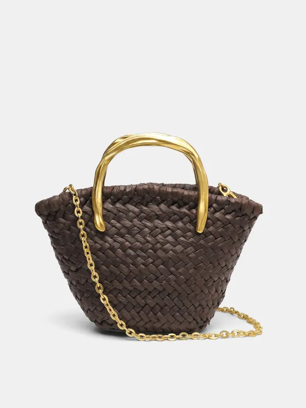 Woven Metal Handle Crossbody Handbag made by COMMENSE