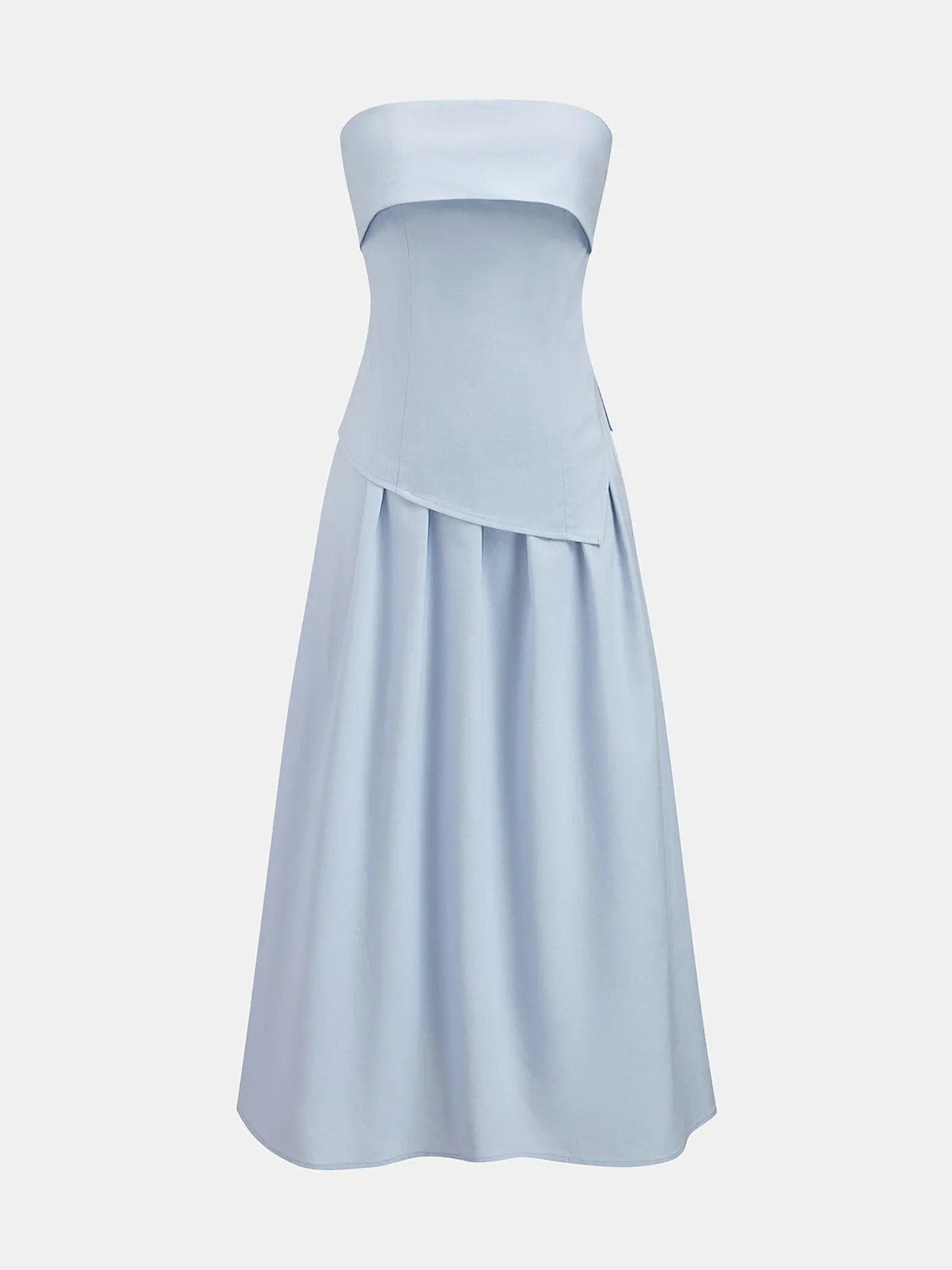 Fold Over Strapless Pleated Midi Dress sold by COMMENSE product image thumbnail 2