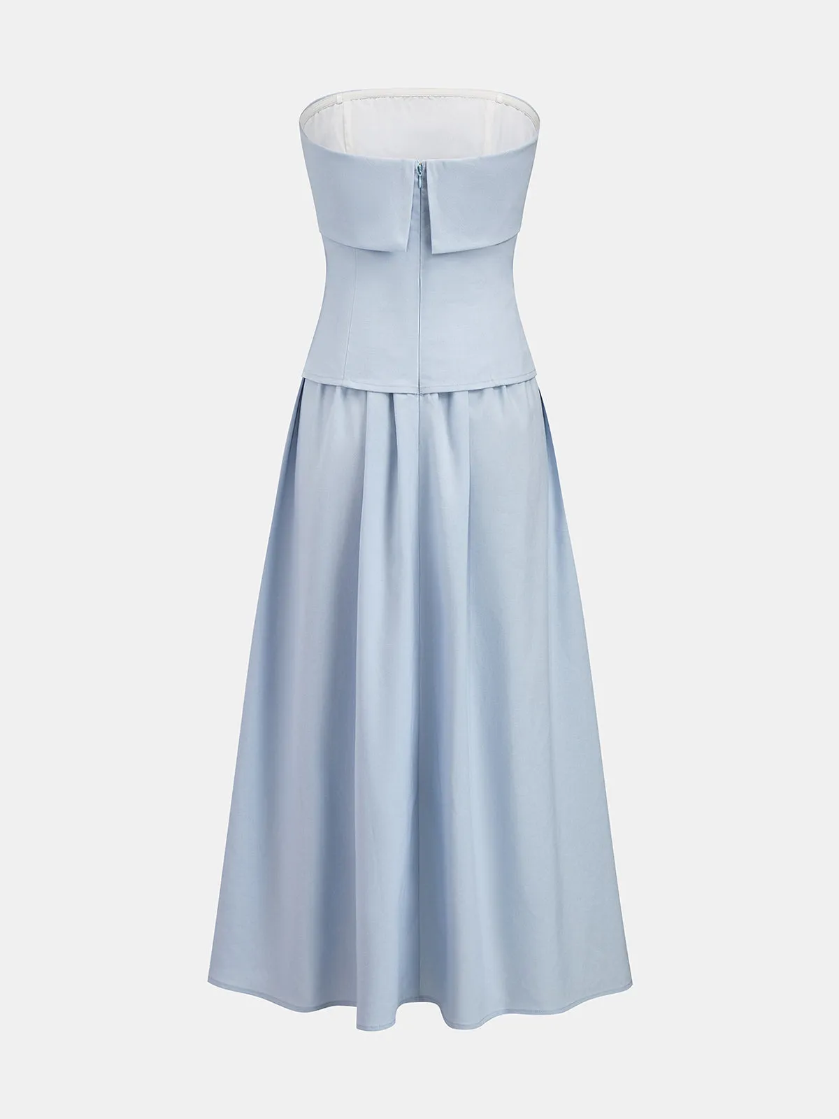 Fold Over Strapless Pleated Midi Dress sold by COMMENSE product image thumbnail 3