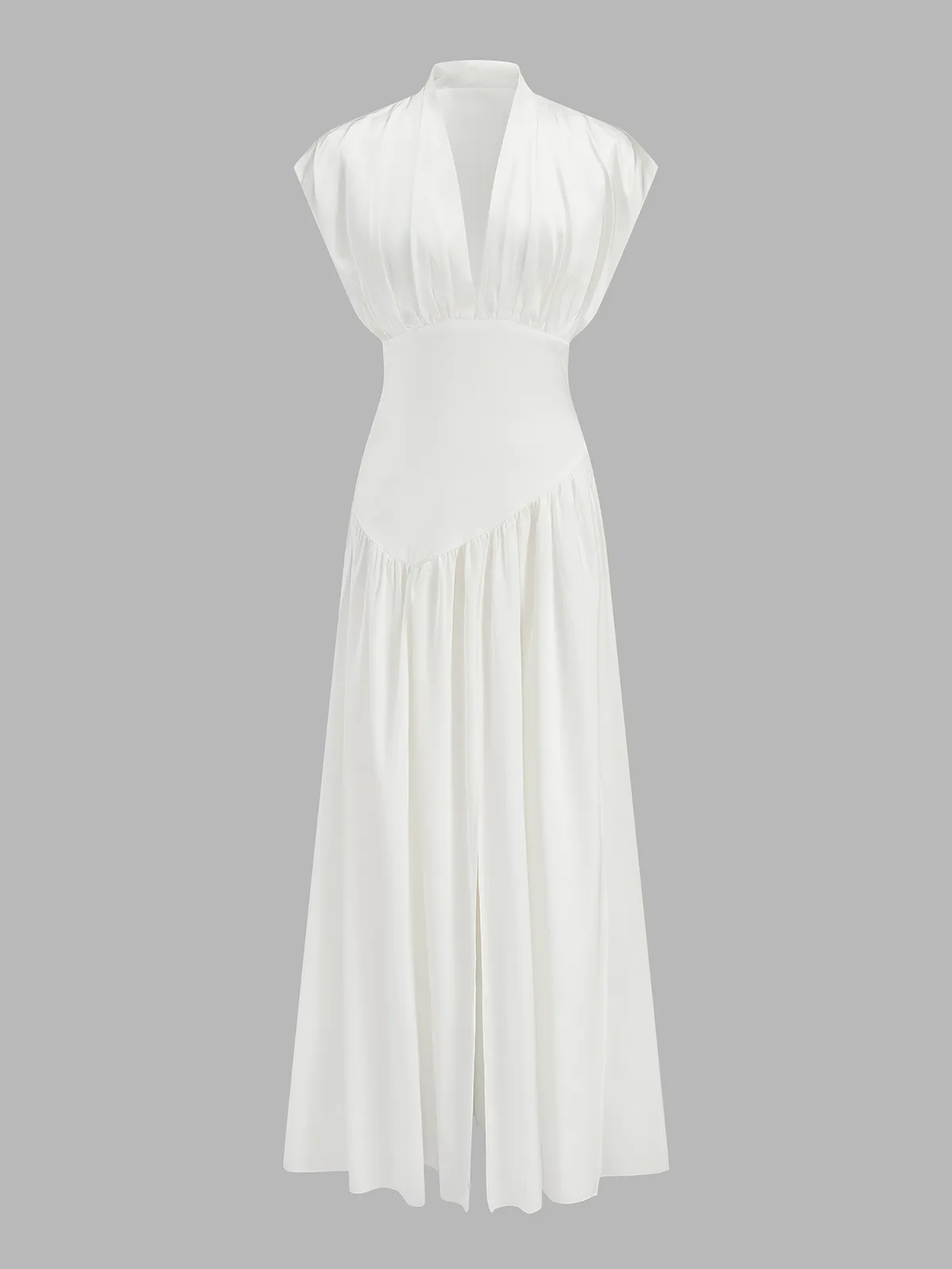 Deep V High Slit Satin Maxi Dress sold by COMMENSE product image thumbnail 2
