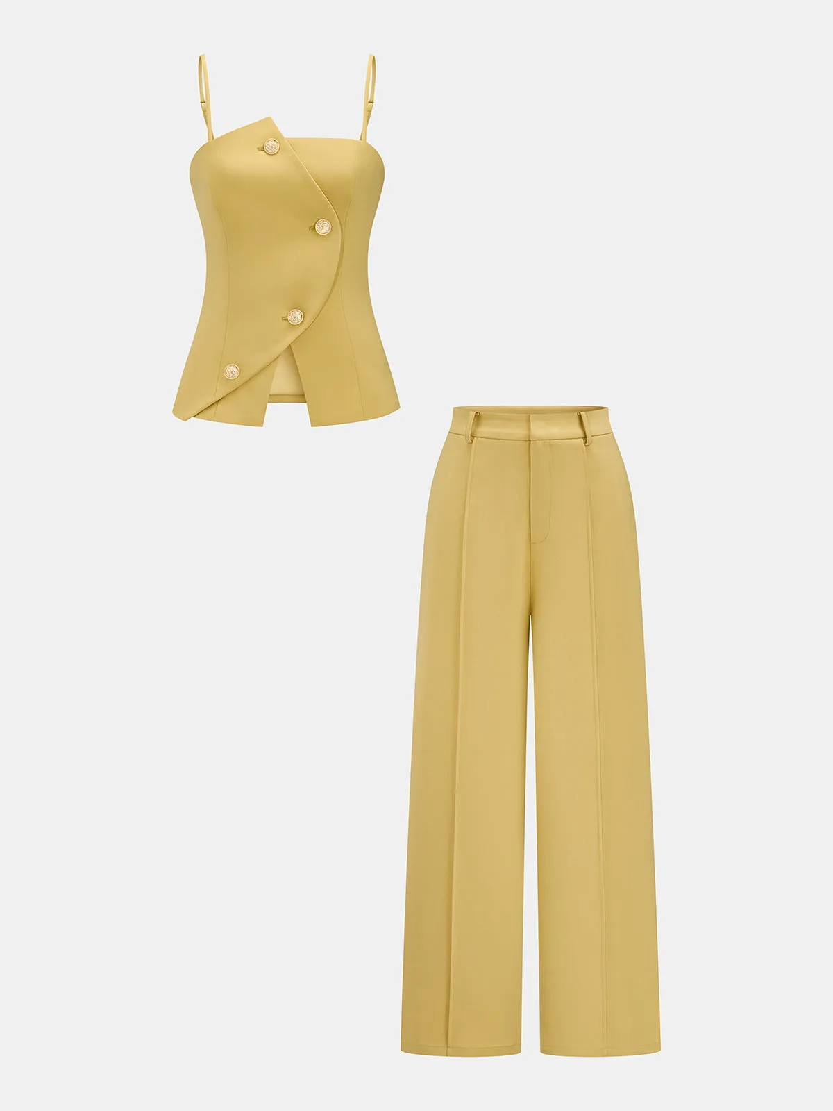 Asymmetric Metal Button Cami Top & Pant Set sold by COMMENSE product image thumbnail 2