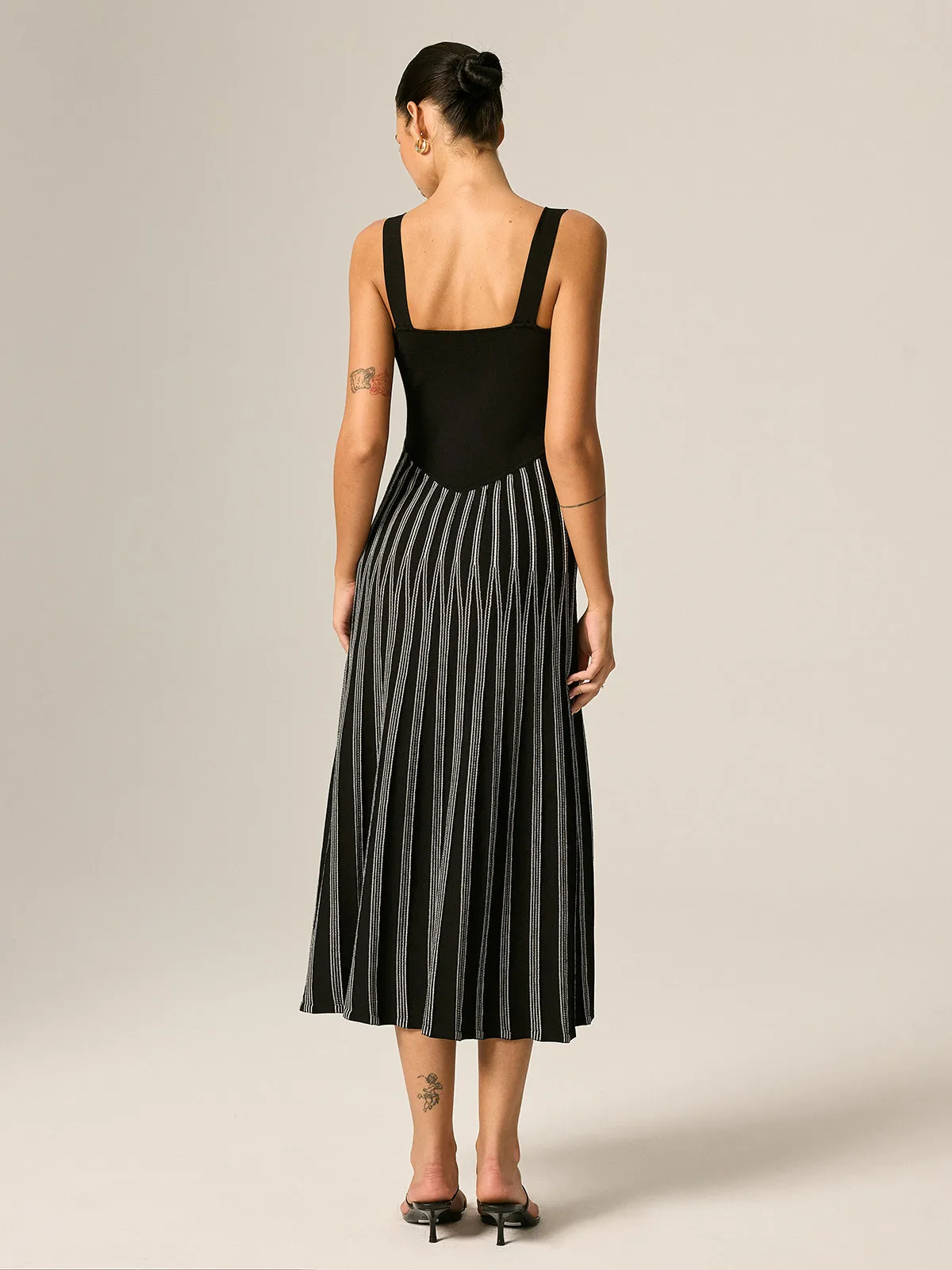 Slim Fit Striped Knit Maxi Dress sold by COMMENSE product image thumbnail 4