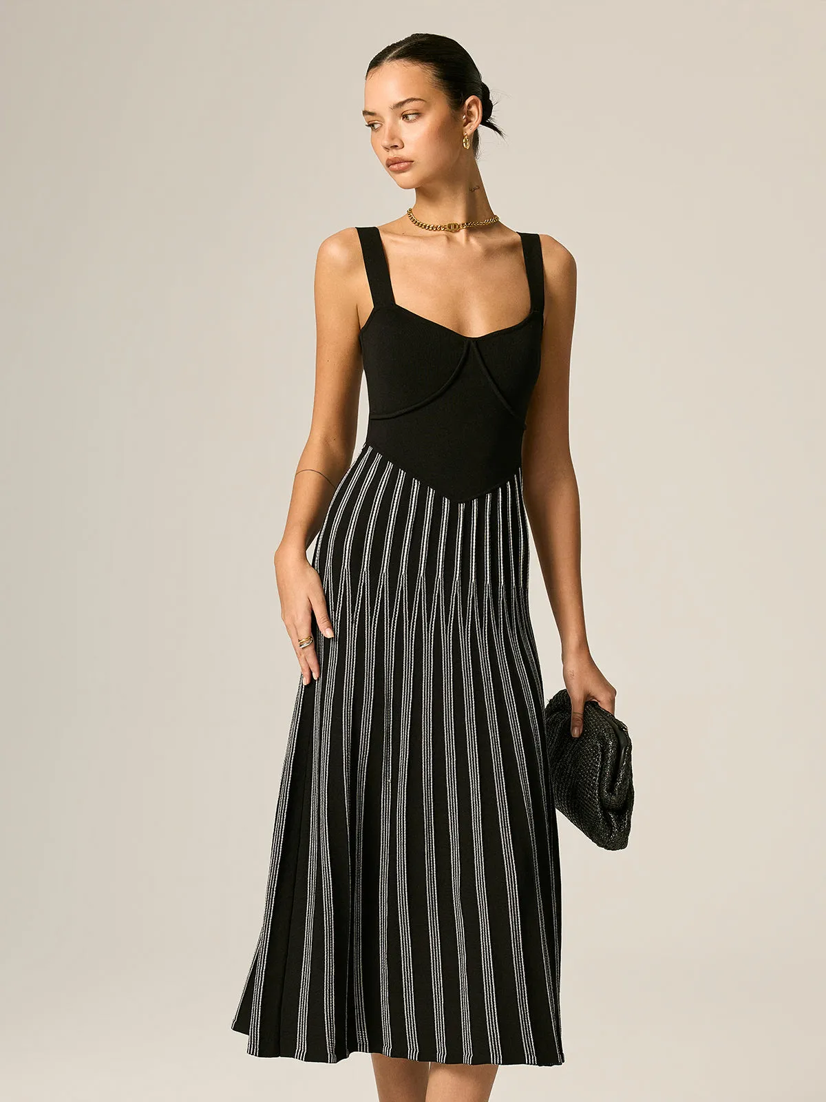 Slim Fit Striped Knit Maxi Dress sold by COMMENSE
