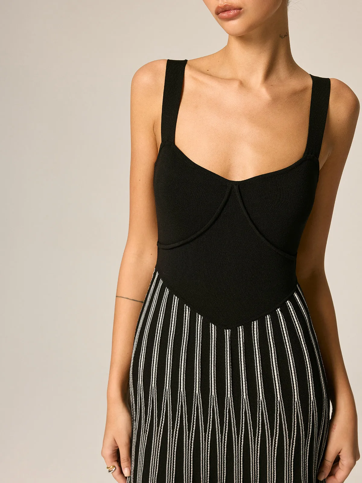 Slim Fit Striped Knit Maxi Dress sold by COMMENSE product image thumbnail 2