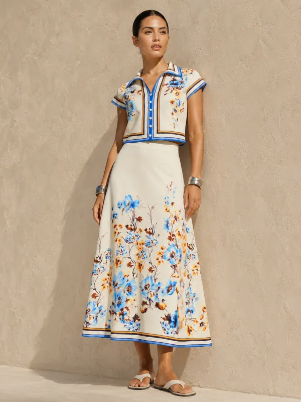 Floral Print Two Piece Skirt Set made by COMMENSE