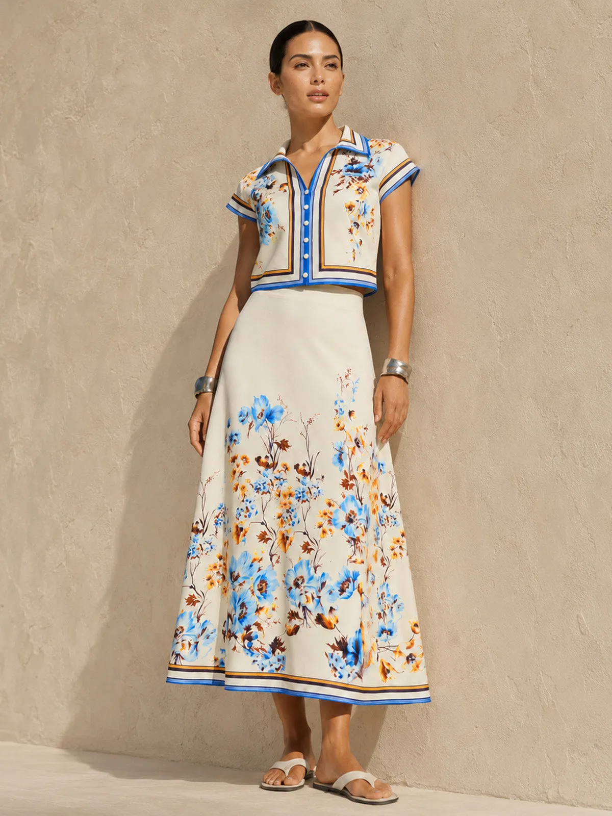 Floral Print Two Piece Skirt Set sold by COMMENSE