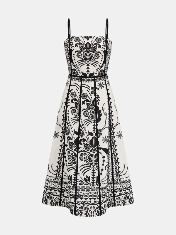 Ethnic Print Seamed Slip Midi Dress made by COMMENSE