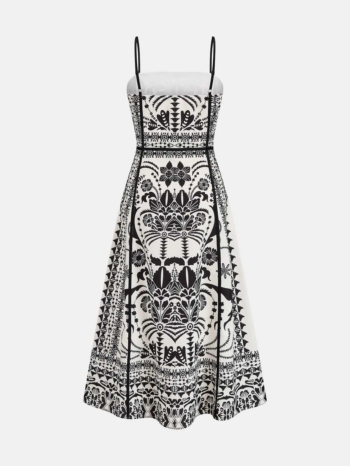 Ethnic Print Seamed Slip Midi Dress sold by COMMENSE product image thumbnail 2