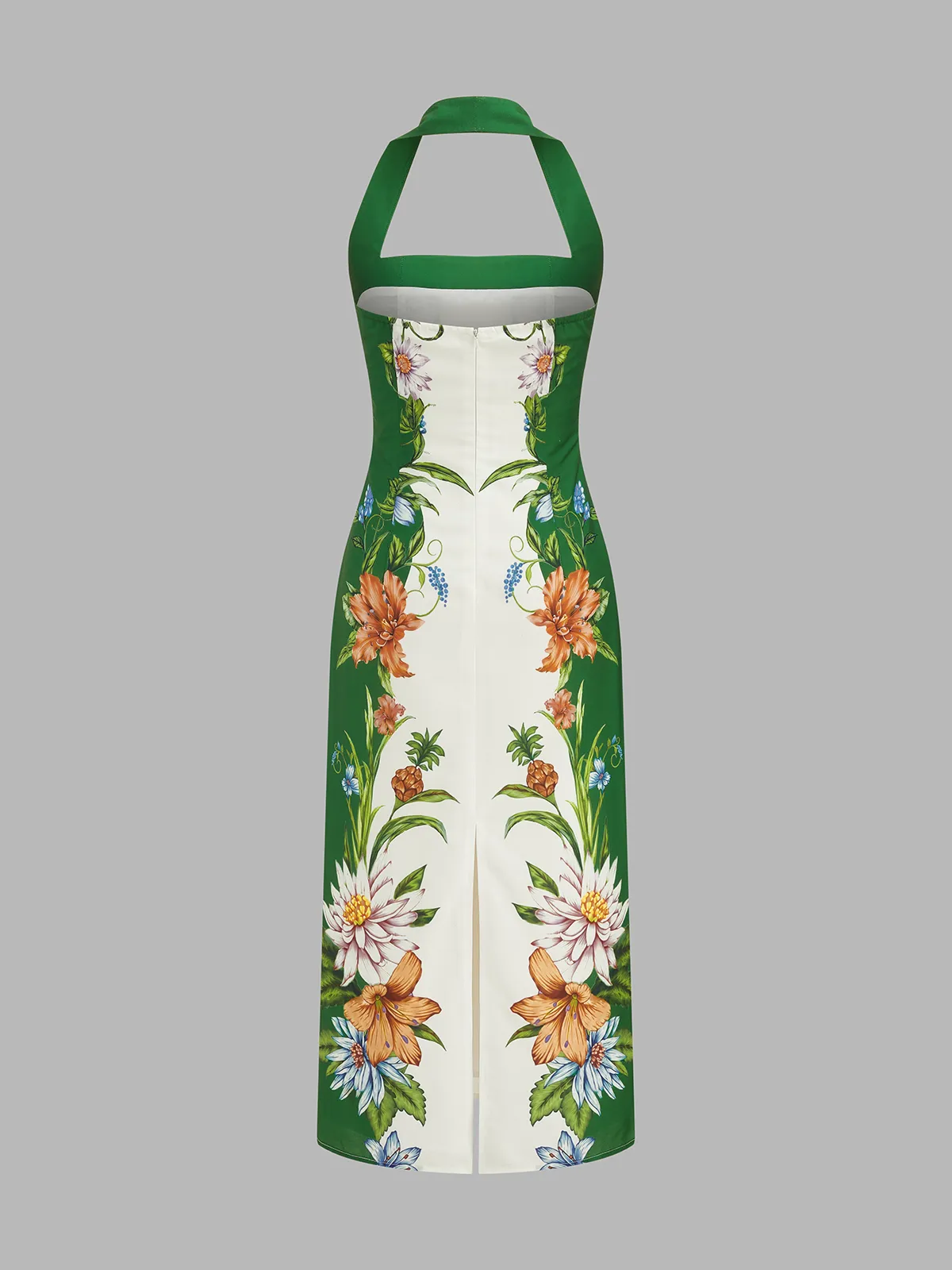 Vintage Botanical Print Halter Midi Dress sold by COMMENSE product image thumbnail 2