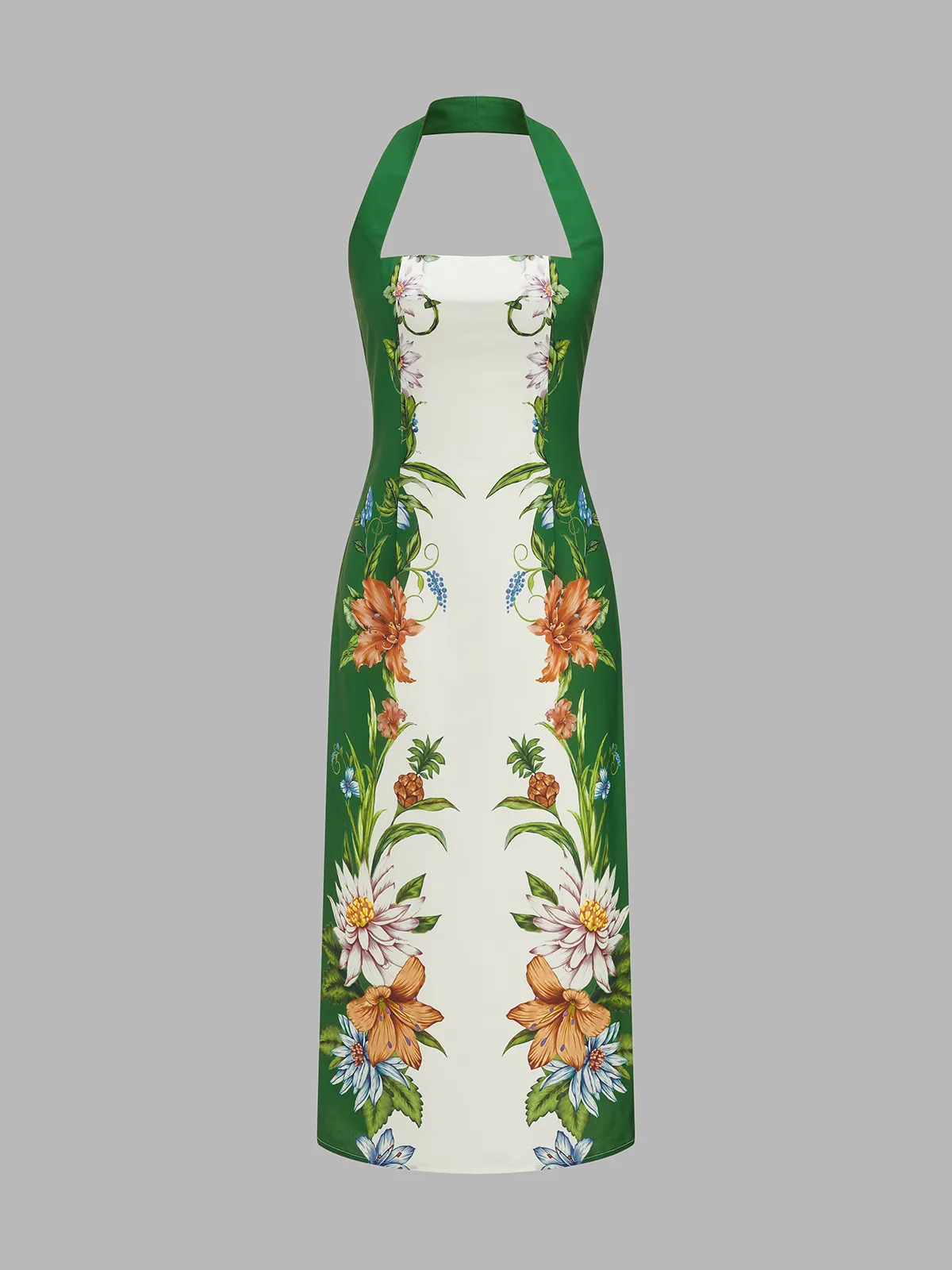 Vintage Botanical Print Halter Midi Dress sold by COMMENSE