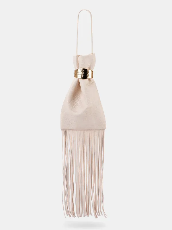 Metallic Band Fringe Wrist Clutch made by COMMENSE