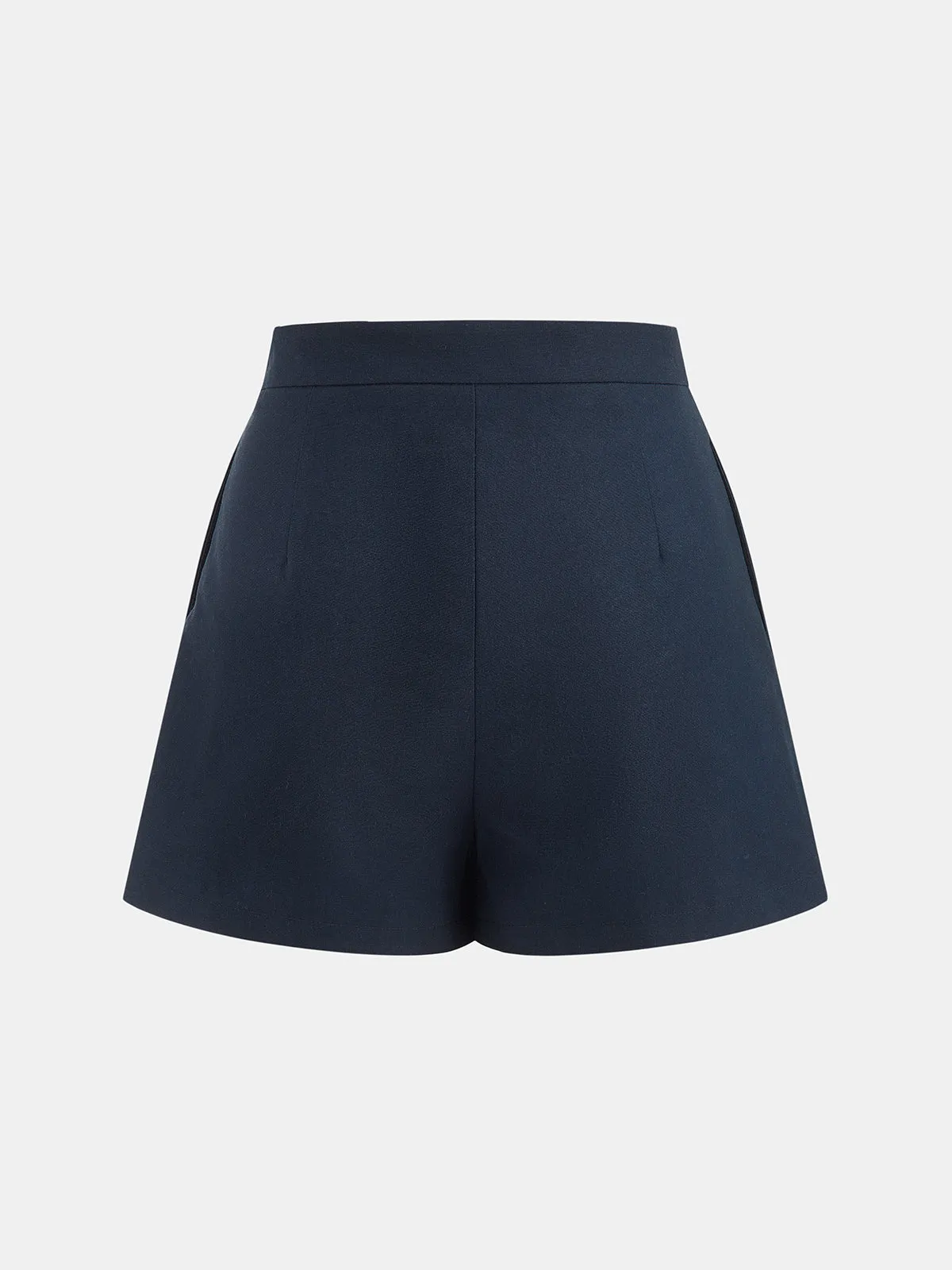 Double Row Metal Detail Linen Blend Shorts sold by COMMENSE product image thumbnail 3