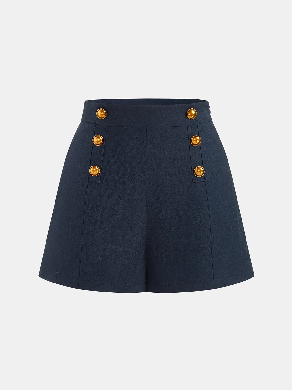 Double Row Metal Detail Linen Blend Shorts sold by COMMENSE product image thumbnail 2