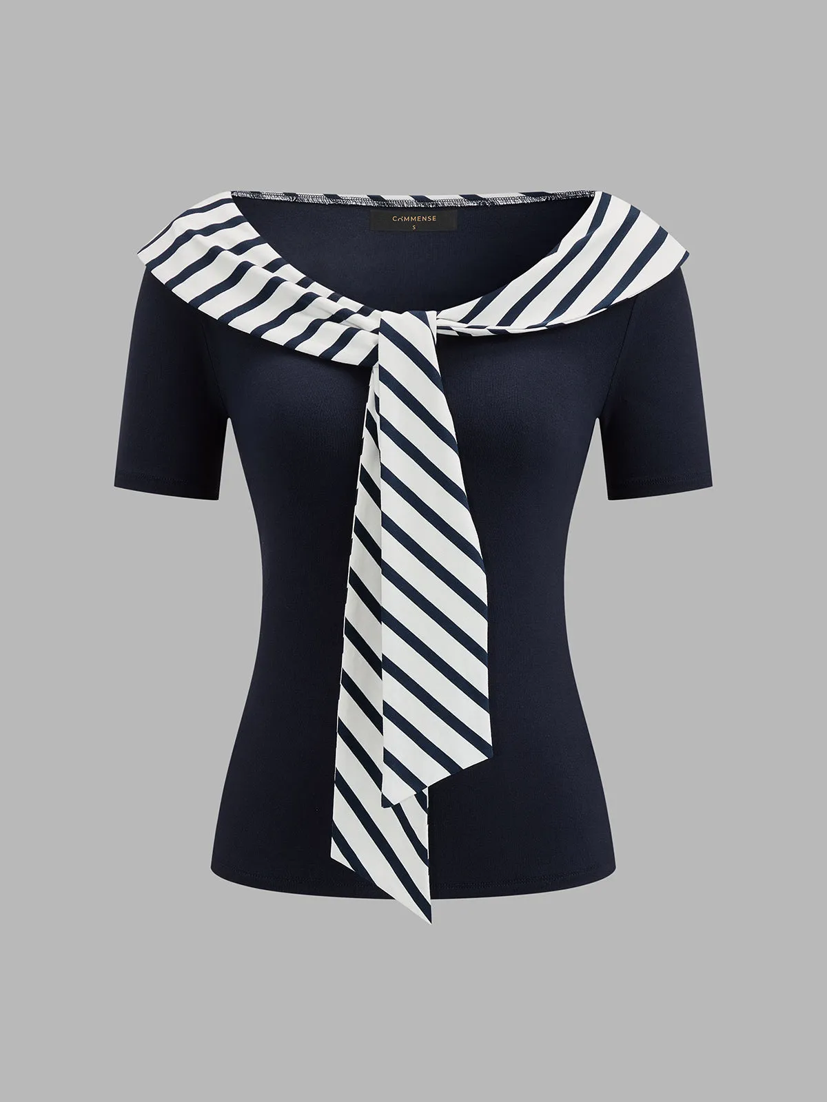 Nautical Tie Detail Short Sleeve Top sold by COMMENSE product image thumbnail 2
