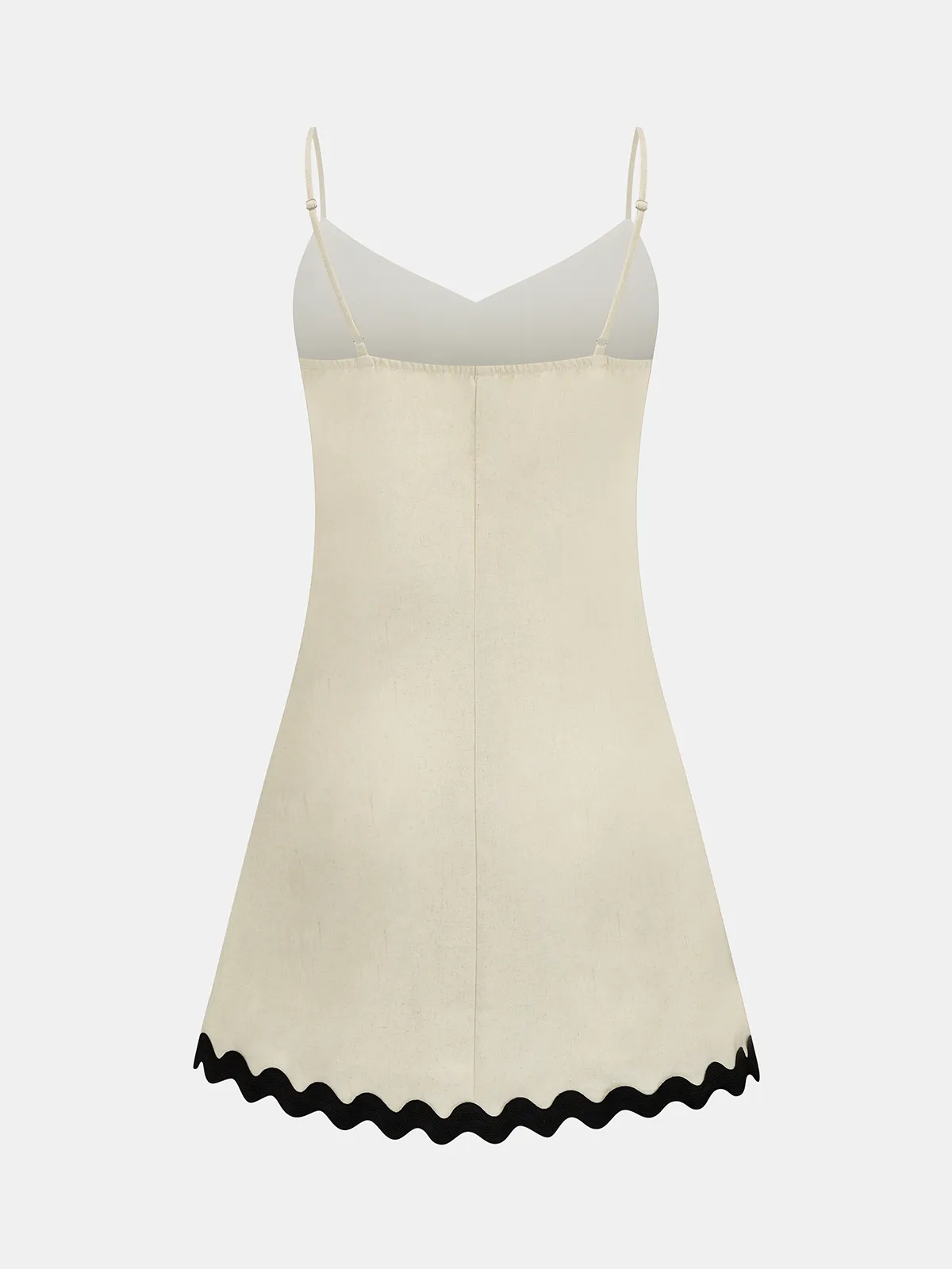 Scalloped Hem Cotton Linen Slip Mini Dress sold by COMMENSE product image thumbnail 3