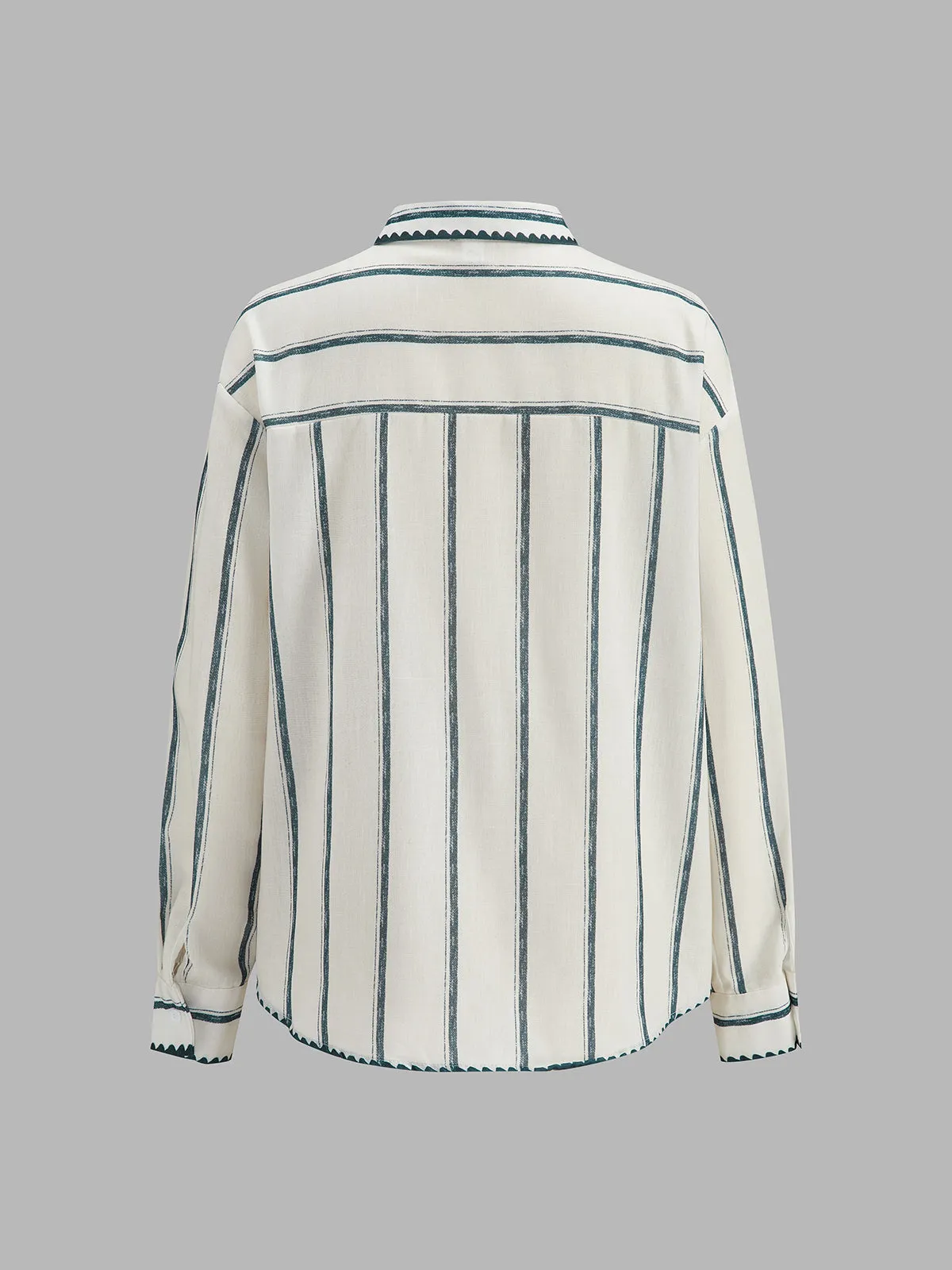 Striped Long Sleeve Cotton Shirt sold by COMMENSE product image thumbnail 4