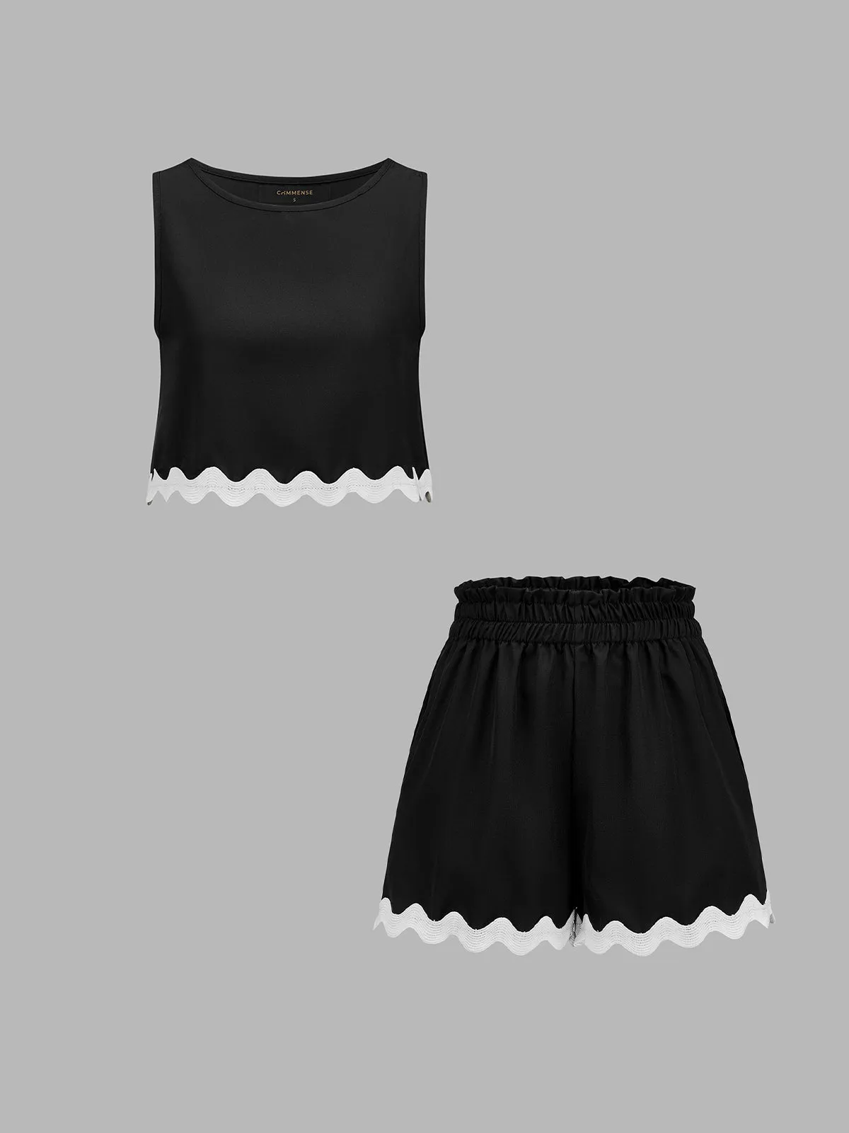 Scalloped Hem Two Piece Shorts Set sold by COMMENSE product image thumbnail 2