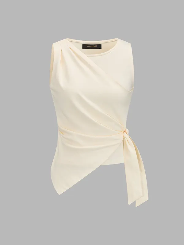 Asymmetric Tie Waist Tank Top made by COMMENSE