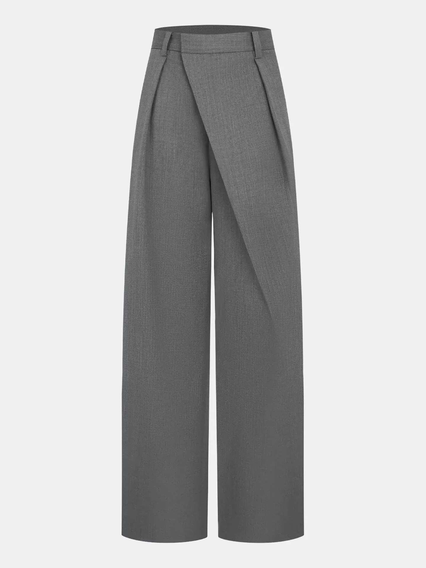 Upgraded | Asymmetric Pleated Wide-Leg Pants sold by COMMENSE
