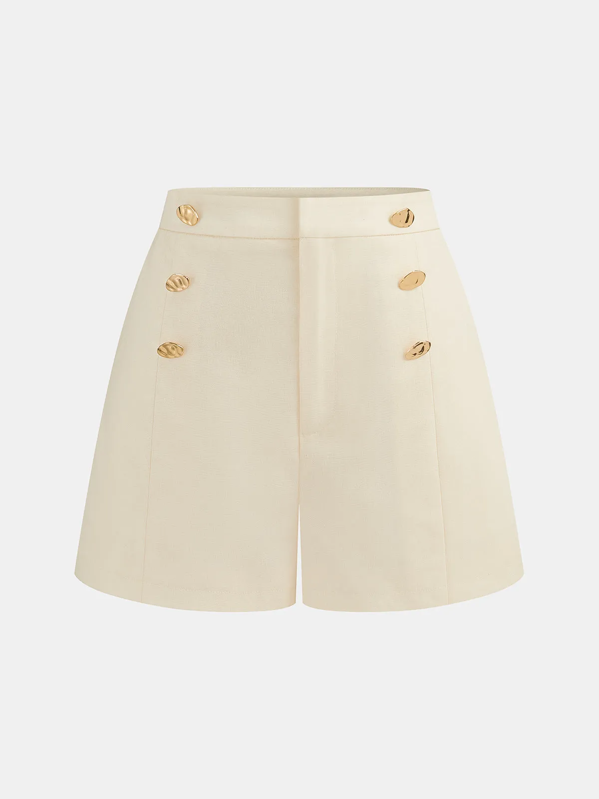 Metal Button Linen Blend Two Piece Shorts Set sold by COMMENSE product image thumbnail 5