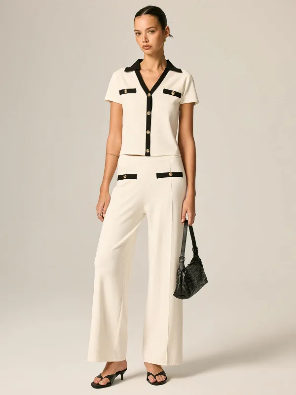 Contrast Trim Knit Co-Ord Set made by COMMENSE