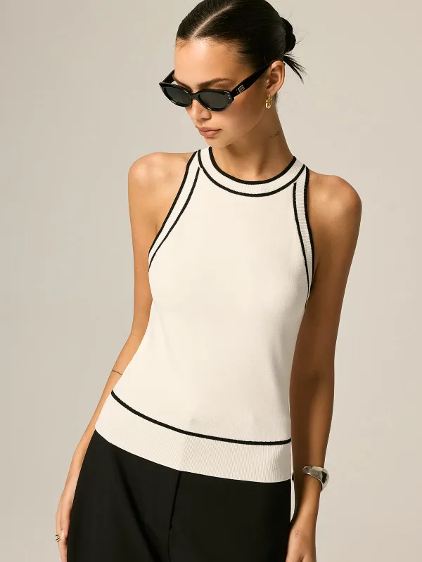 Contrast Trim Knit Tank Top made by COMMENSE