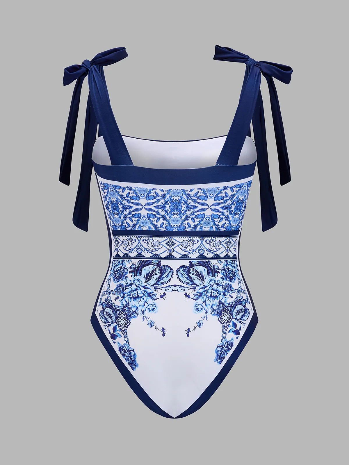 Tie-Strap Printed One-Piece Swimsuit & Skirt Set sold by COMMENSE product image thumbnail 3