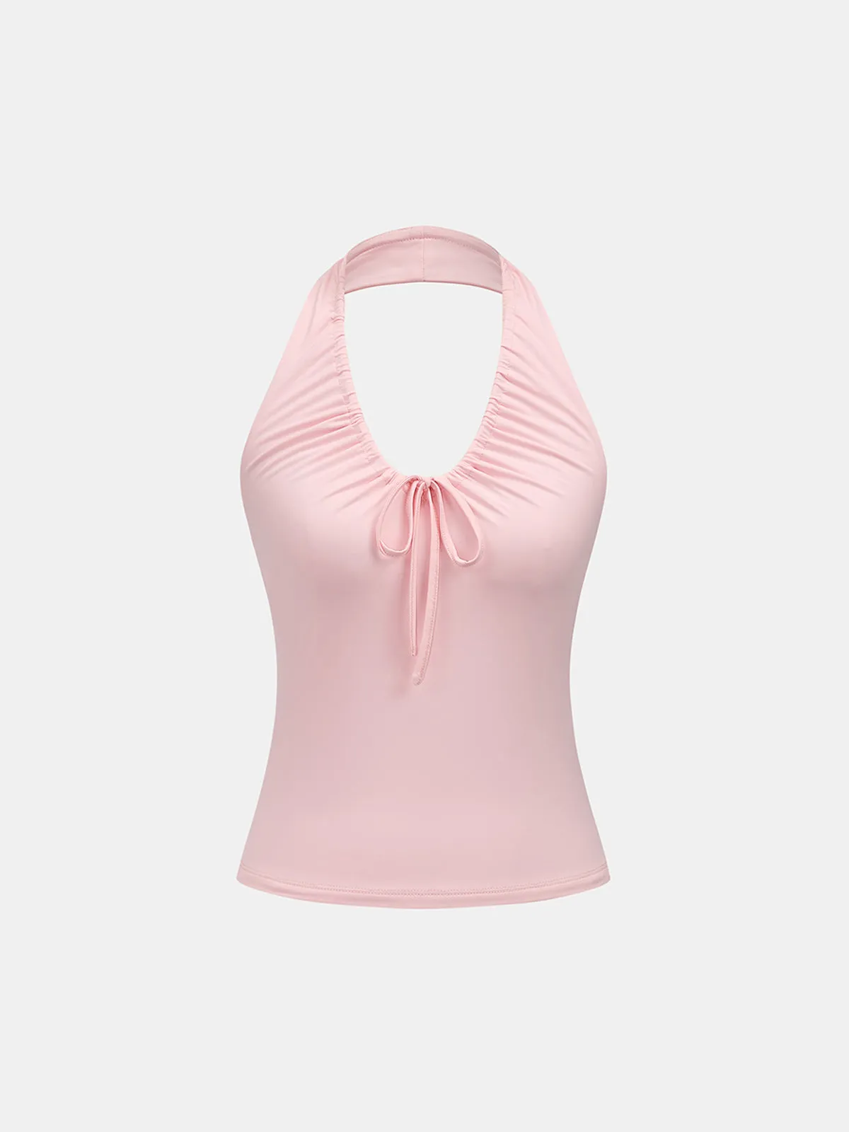 Drawstring Ruched Halter Tank Top sold by COMMENSE product image thumbnail 4