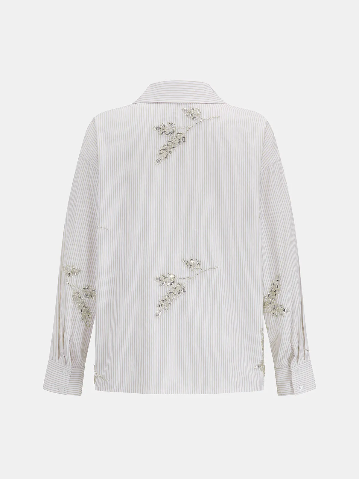 Striped Sequin Leaf Long Sleeve Shirt sold by COMMENSE product image thumbnail 3