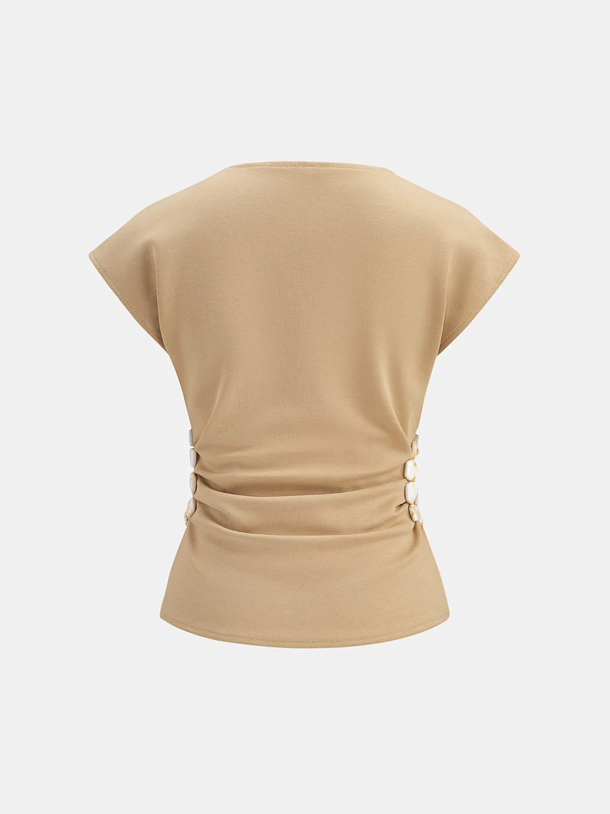 Beaded Cutout Ruched Sleeveless Top sold by COMMENSE product image thumbnail 4