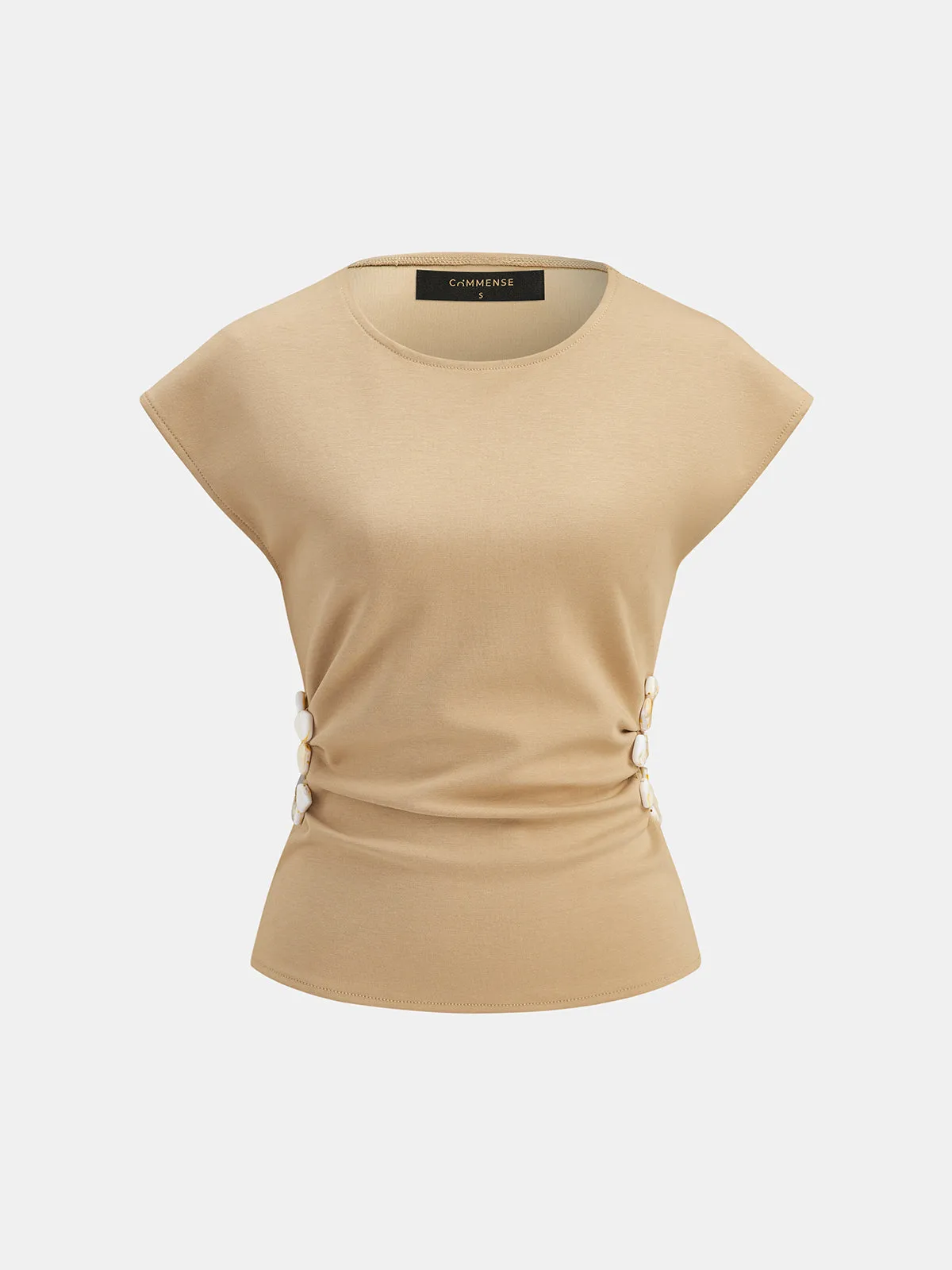 Beaded Cutout Ruched Sleeveless Top sold by COMMENSE product image thumbnail 2