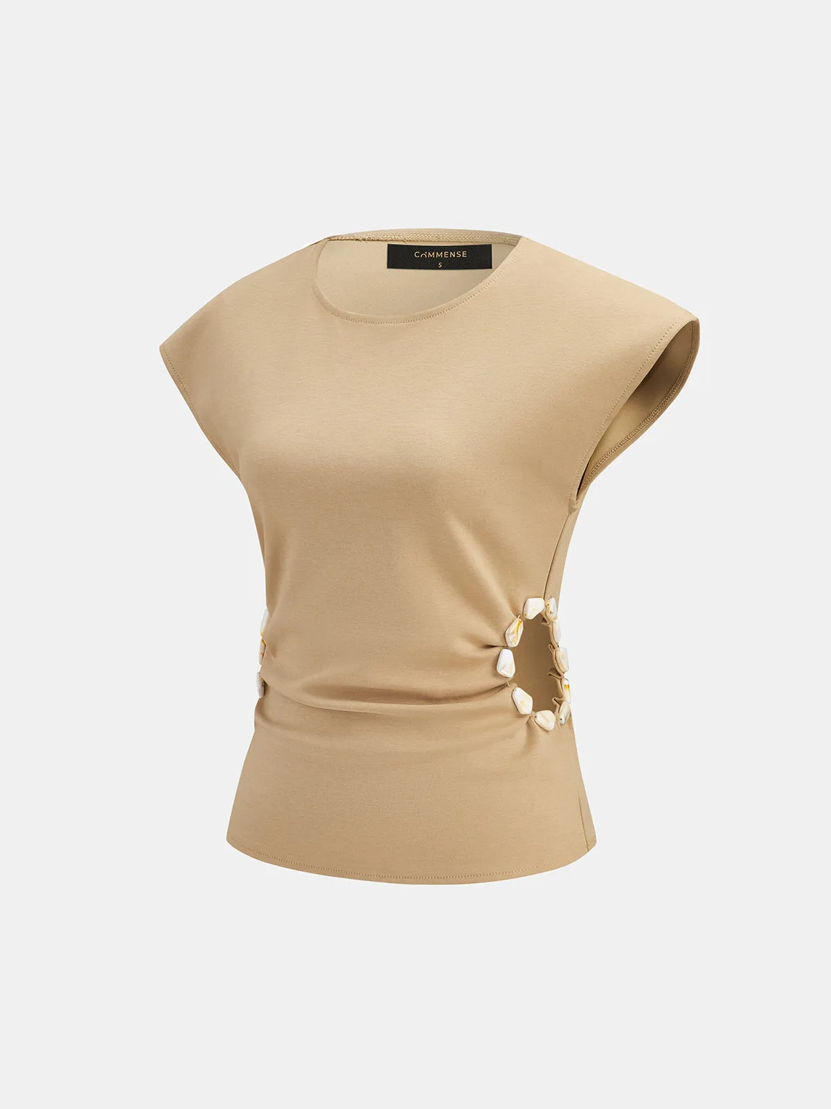 Beaded Cutout Ruched Sleeveless Top sold by COMMENSE product image thumbnail 3