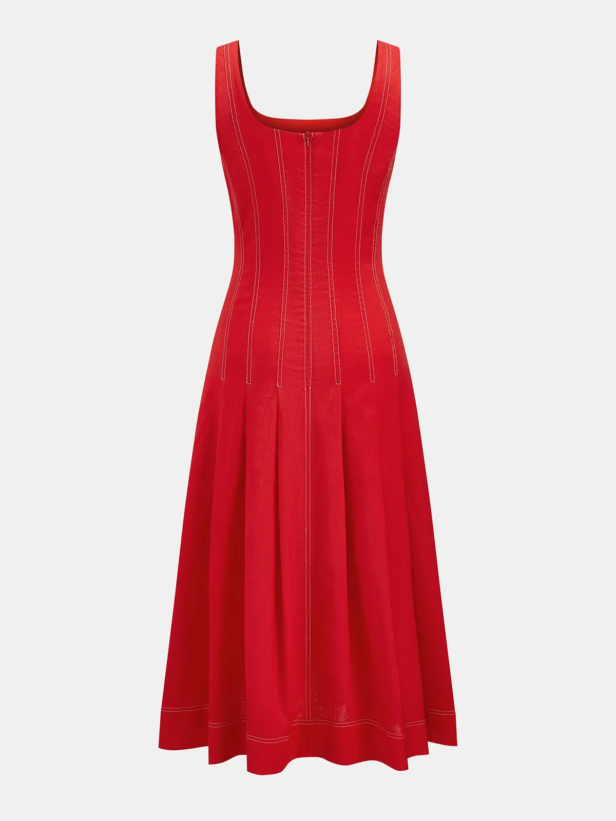 Square Neck Stitched Swing Maxi Dress sold by COMMENSE product image thumbnail 3