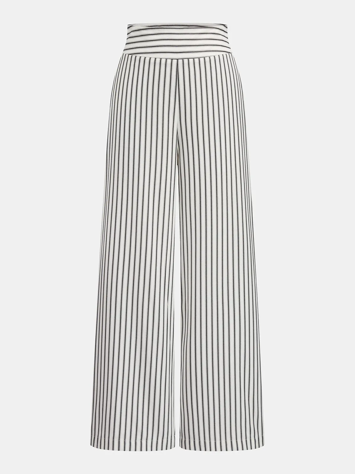 Lace Trim Striped Peplum Top & Pants Set sold by COMMENSE product image thumbnail 5