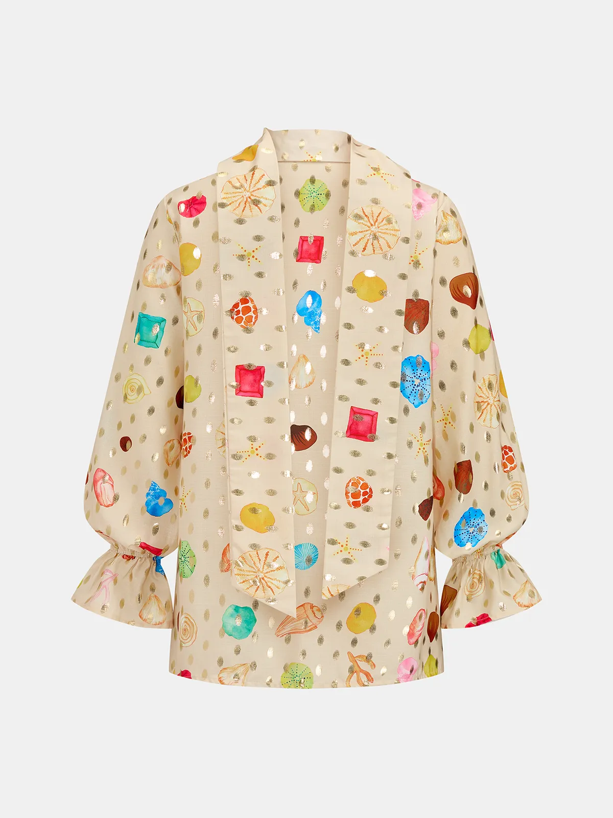 Seashell Print Golden Dot Two Piece Shorts Set sold by COMMENSE product image thumbnail 4