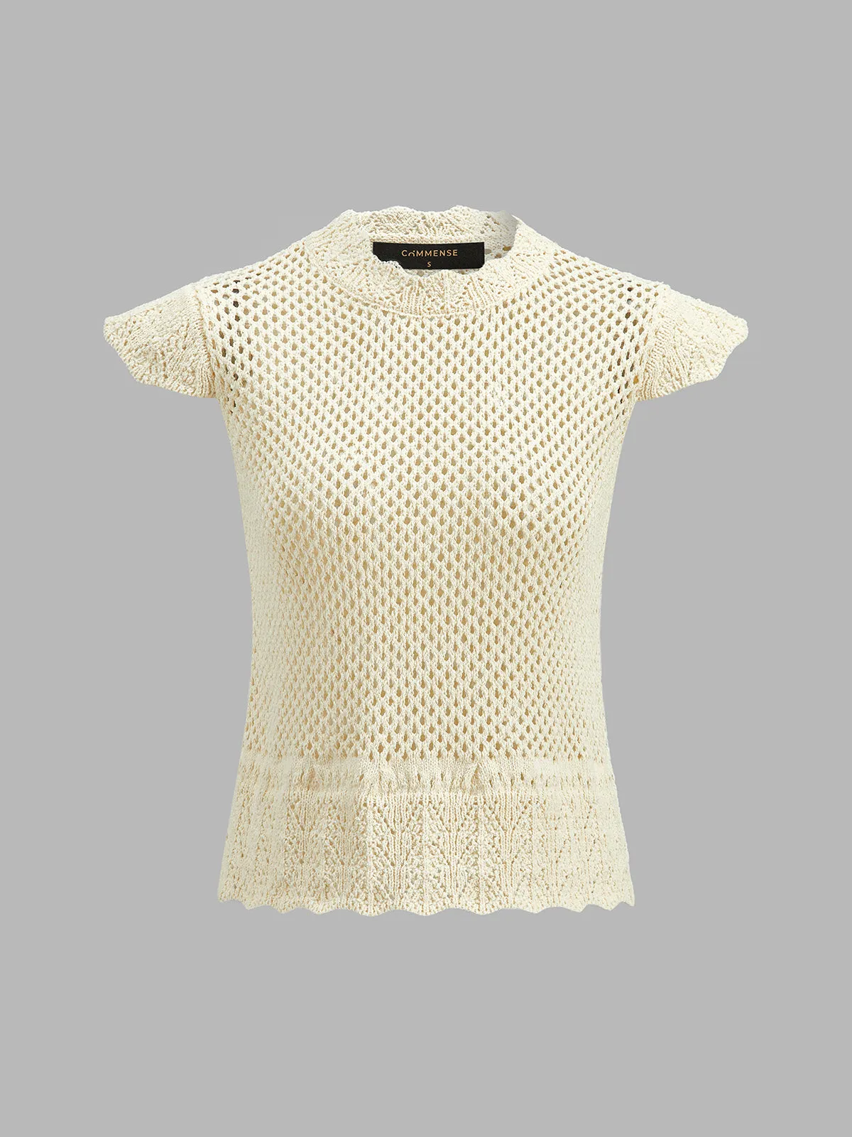 Hollow Crochet Cap Sleeve Knit Top sold by COMMENSE product image thumbnail 2