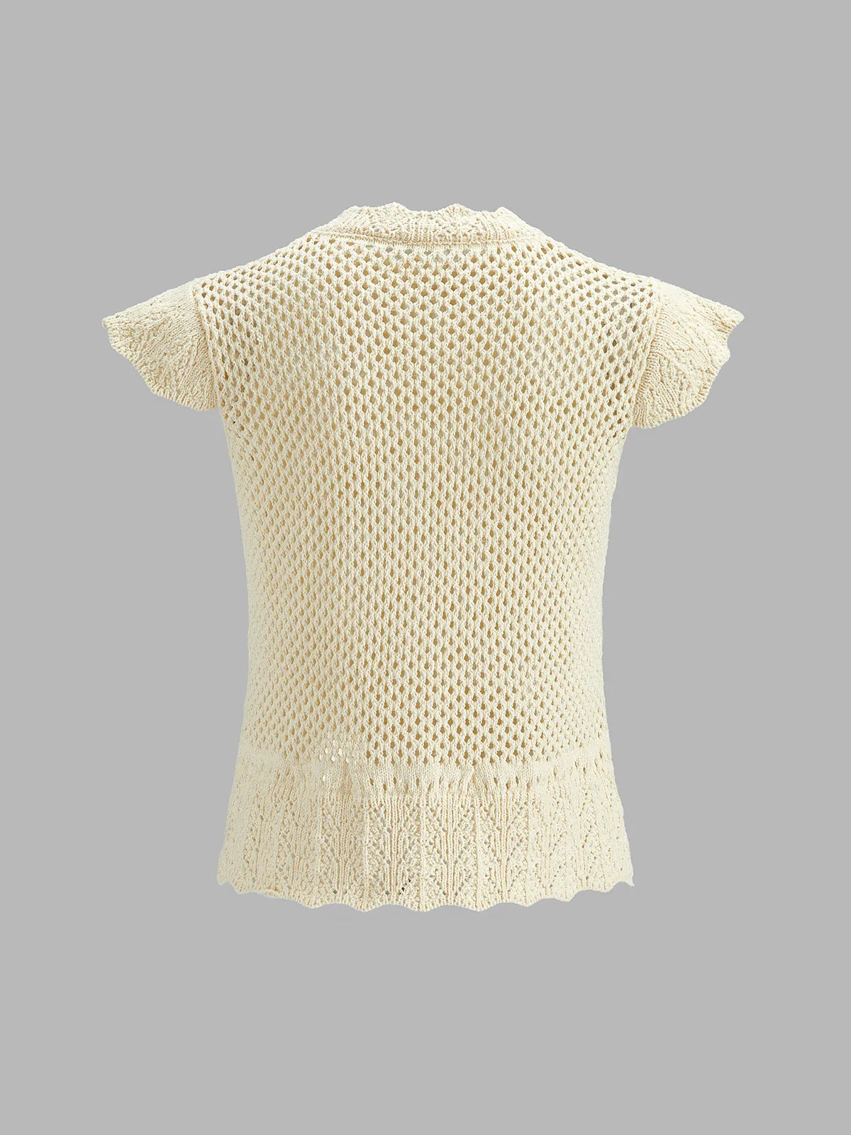 Hollow Crochet Cap Sleeve Knit Top sold by COMMENSE product image thumbnail 3