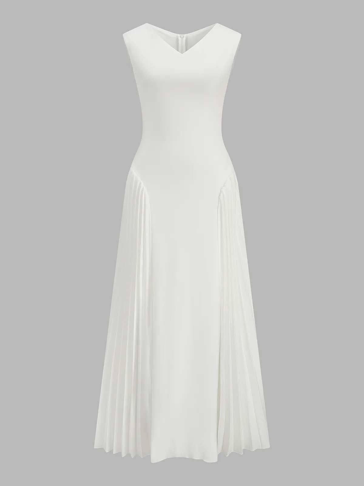 V-Neck Sleeveless Pleated Panel Midi Dress sold by COMMENSE