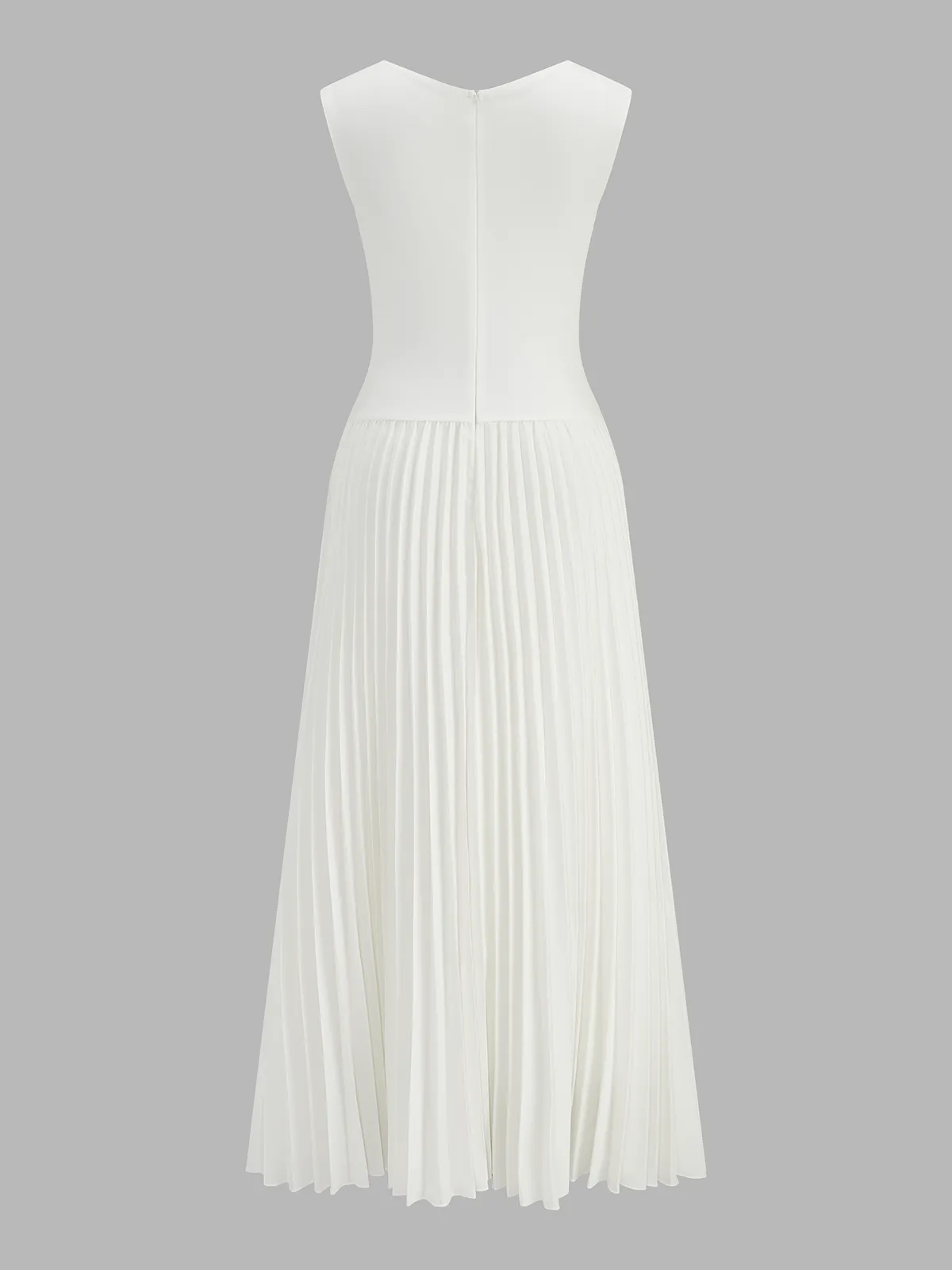 V-Neck Sleeveless Pleated Panel Midi Dress sold by COMMENSE product image thumbnail 2