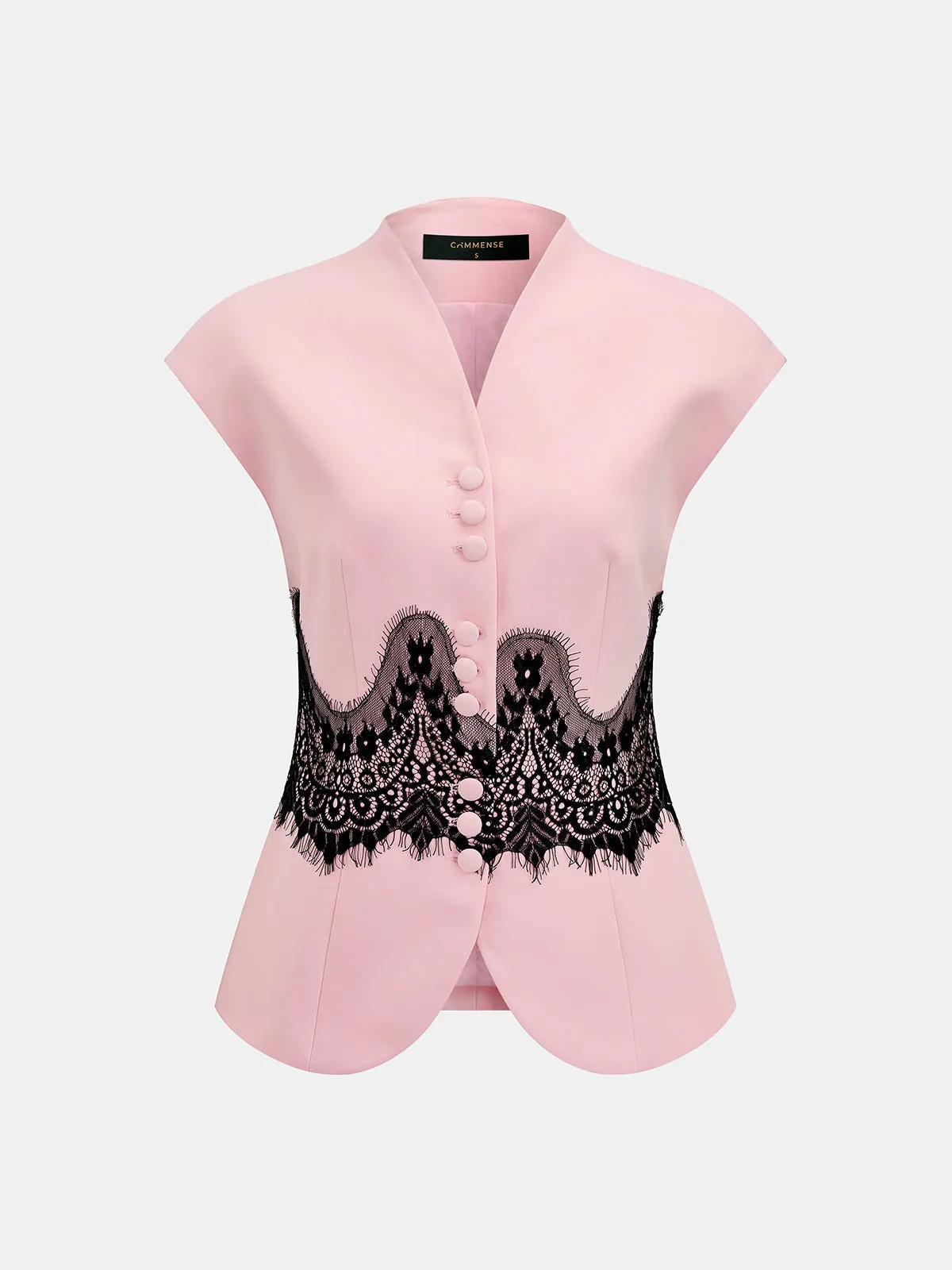 Lace Panel Cap Sleeve Blouse & Pants Set sold by COMMENSE product image thumbnail 3
