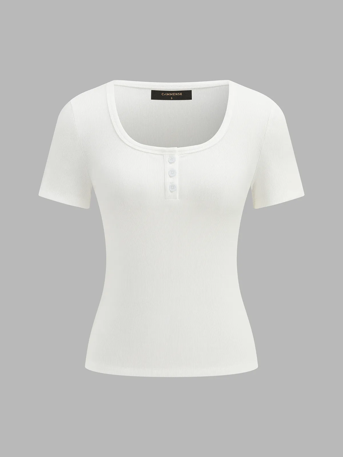 Henley Casual Ribbed Short Sleeve Top sold by COMMENSE product image thumbnail 2