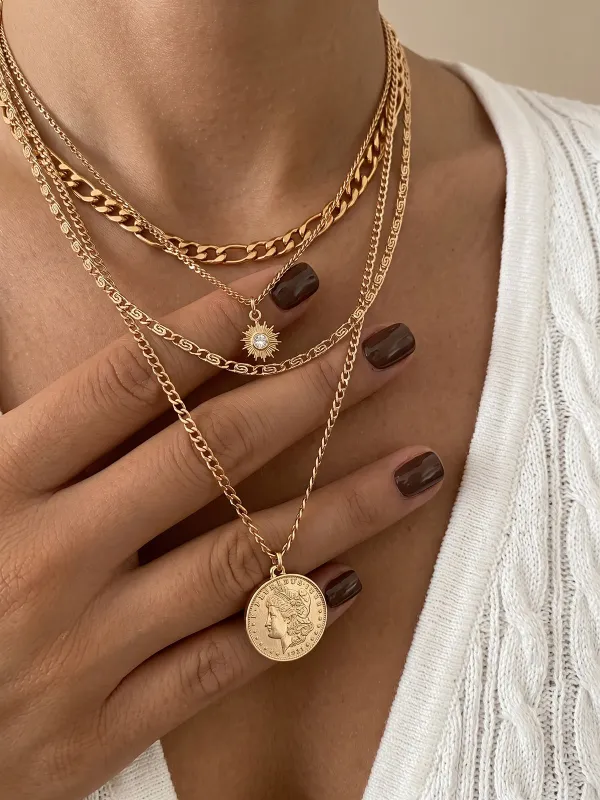 Multi Layer Coin Pendant Necklace made by COMMENSE